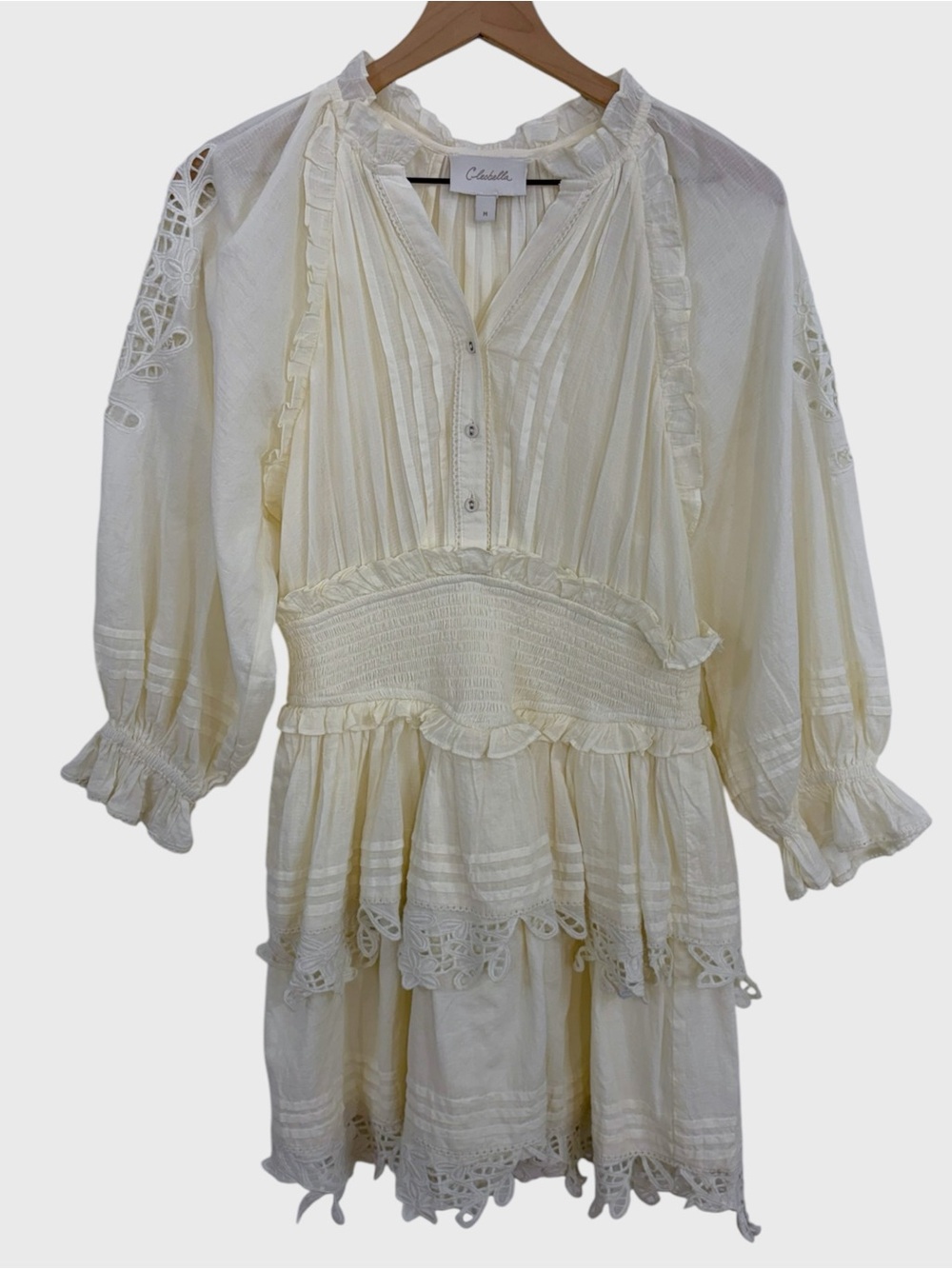 Cleobella Ivory Organic Cotton Floral Lace Mini Dress Size Mediun